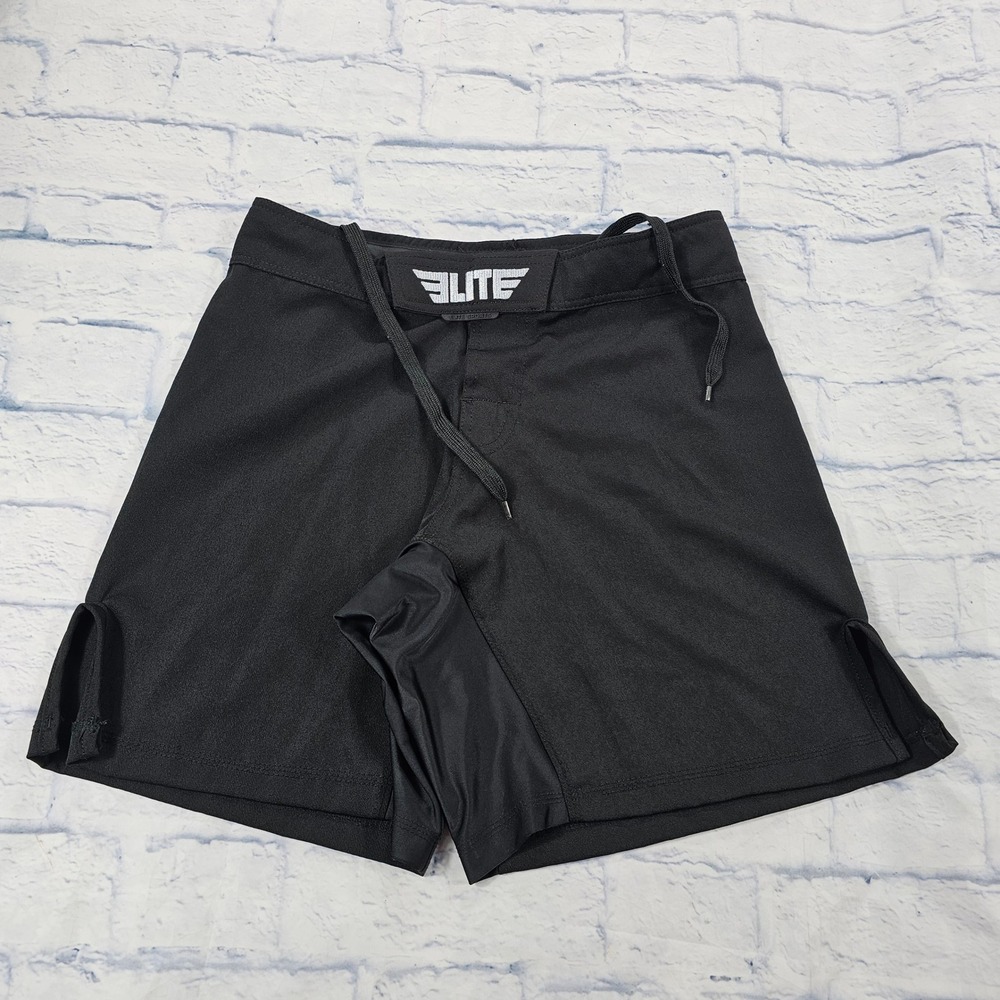 Elite Sports Fight Shorts Mens XS Black MMA BJJ Grappling Training Combat Gear